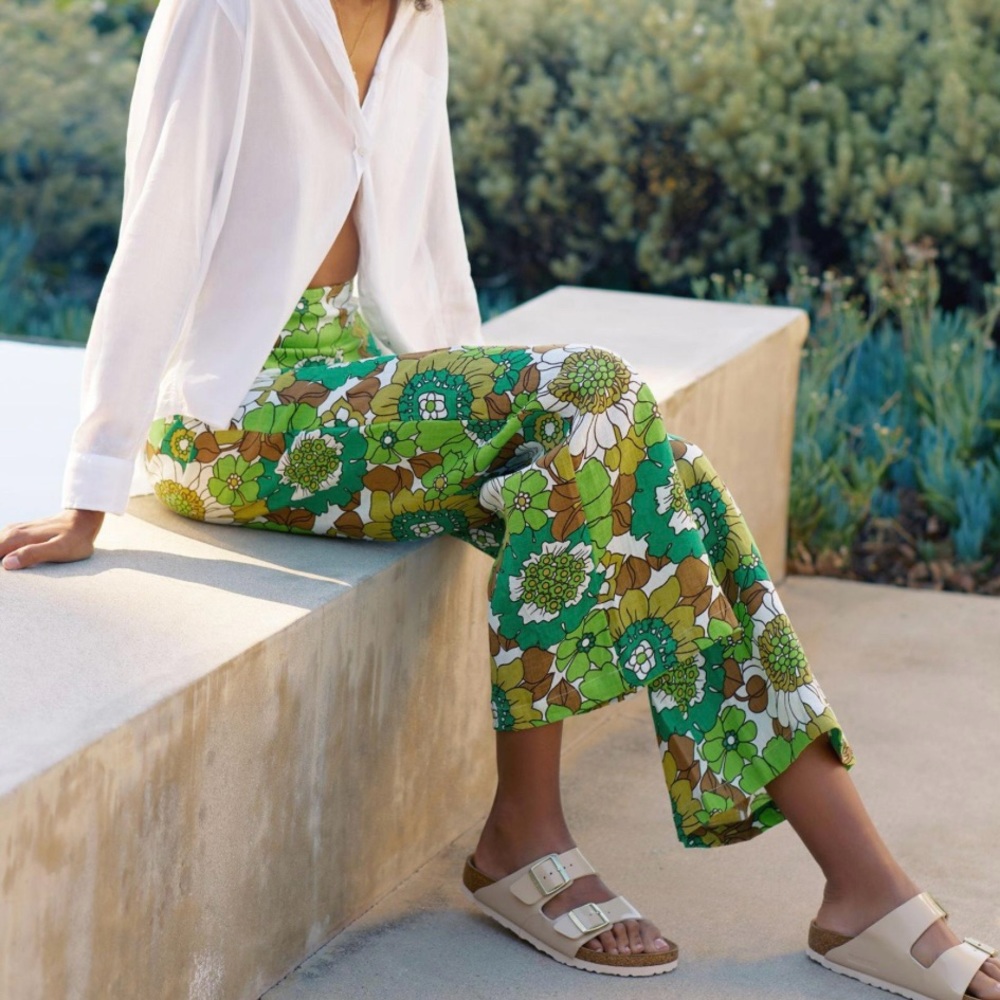 ANTHROPOLOGIE Faithfull the Brand Ottavio 100% Linen Pants Camilla Floral Print